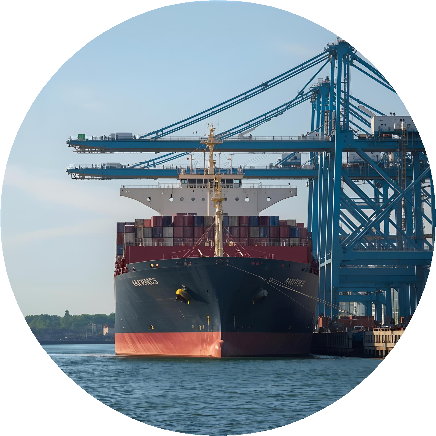 Container ship at port